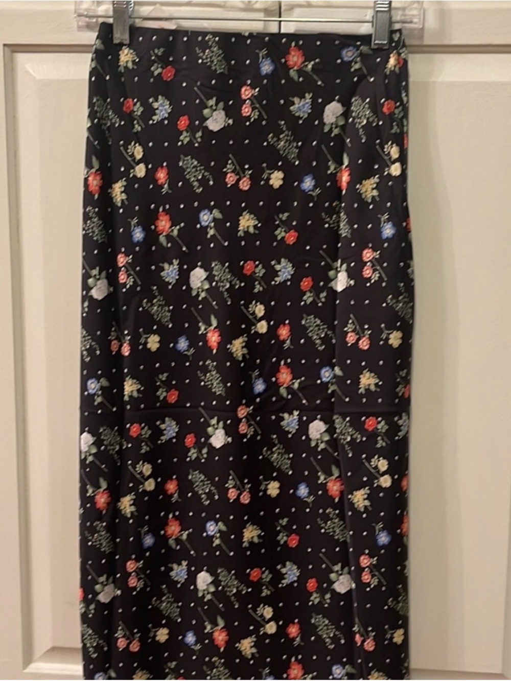 Mi Ami Black Maxi Skirt with Red, Blue, White and Yellow Floral Print